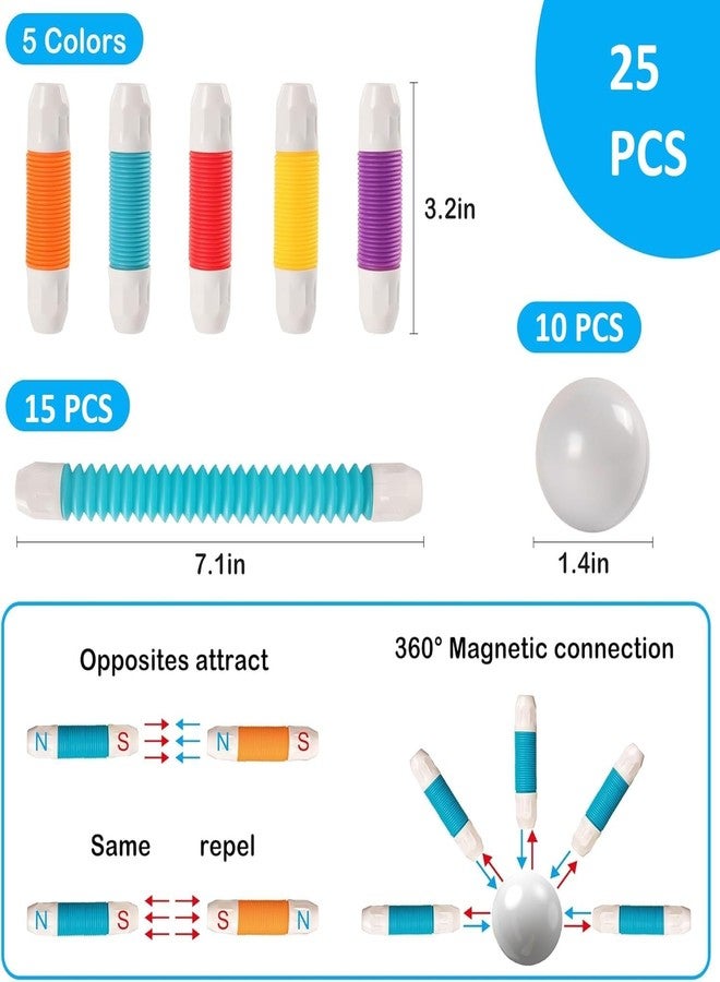 TEC TAVAKKAL Flexible Magnetic Sticks Building Blocks for Kids Toys for Girls Toys for Boys Educational Stem Learning Magnet Stick with Balls Game Set (25 Pcs) - Image 2